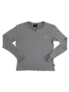 Andrew Christian Grey Waffle Thermal Long Sleeve Top w/ gold thread